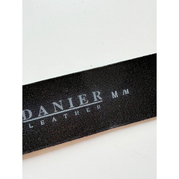 DANIER Black Leather Studded Brushed Silver Heavy Duty Buckle Hip Belt, Size M - Picture 12 of 13